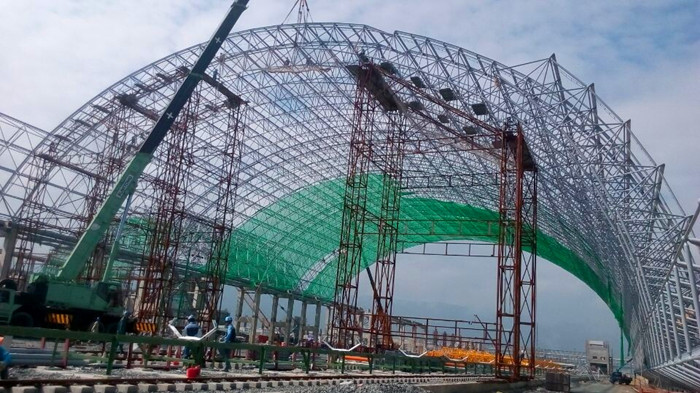電廠煤棚網(wǎng)架工程施工現(xiàn)場圖